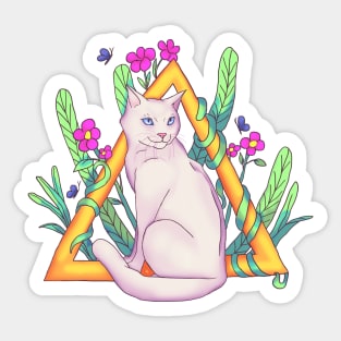 Cute White cat with blue eyes Sticker